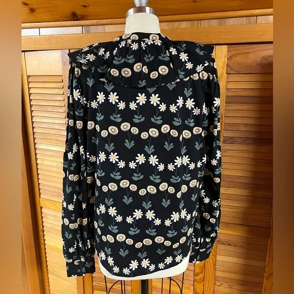 BODEN, Ruffle Front Jersey Shirt Black, US 10 R UK 14 floral new with tags - Picture 8 of 14